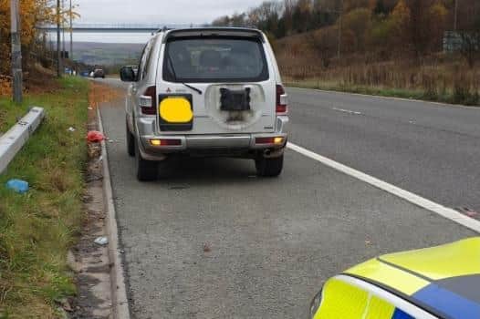 The vehicle after it was pulled over by concerned traffic officers (Photo North West Motorway Police)