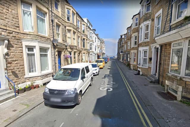 The wounded man was found in an alleyway at the rear of Skipton Street, Morecambe on Monday.