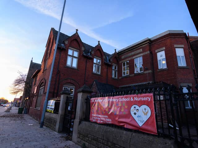 St. Matthew's Church of England Primary School on New Hall Lane in Preston could become an academy - but staff have voted to strike over the prospect (image: Kelvin Stuttard)