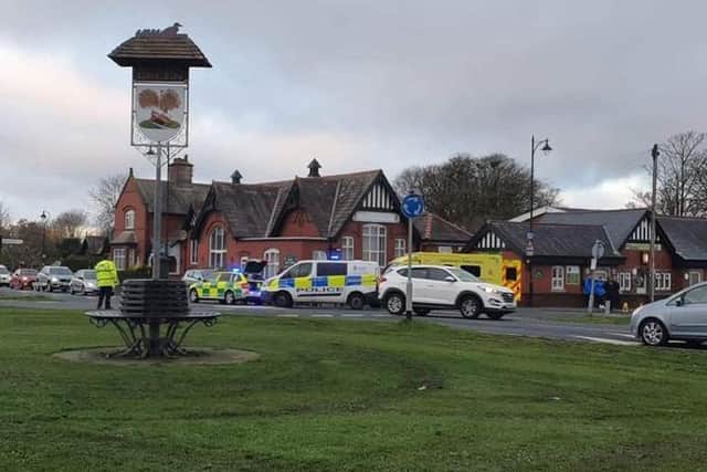 The scene in Wrea Green this morning. Picture: Wrea Green Traffic Safety Concern Group on Facebook.