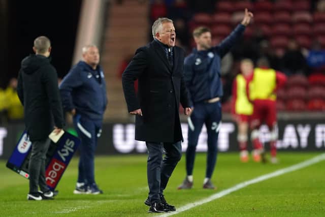 Chris Wilder at the Riverside during his side's 2-1 loss to PNE.