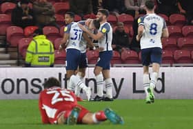 Emil Riis celebrates putting PNE into the lead.