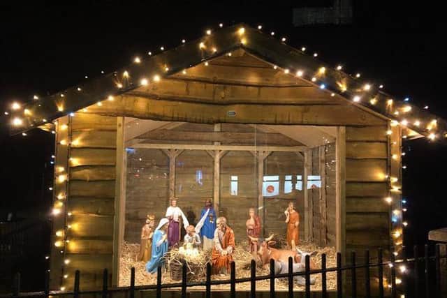 The beautiful nativity scene before it was struck by vandals
