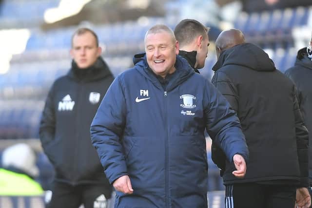 Preston North End head coach Frankie McAvoy during the game against Fulham at Deepdale