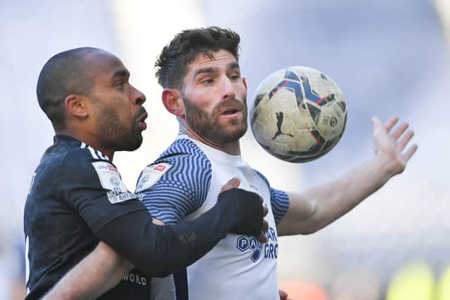 Preston North End striker Ched Evans in action against Fulham