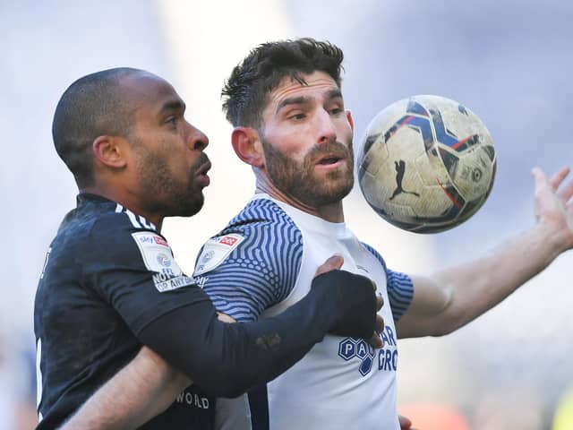 Preston North End striker Ched Evans in action against Fulham