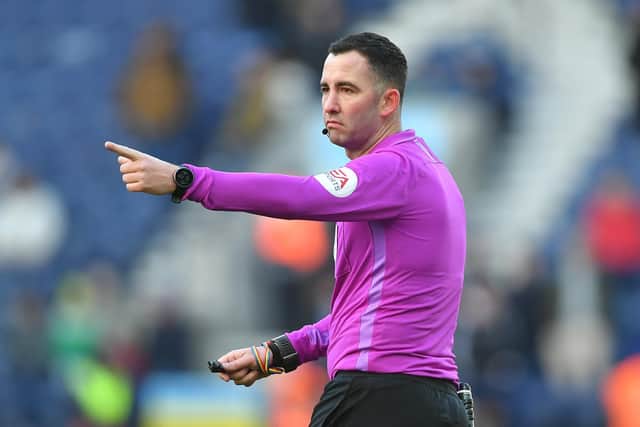 Referee Chris Kavanagh during PNE's 1-1 draw with Fulham