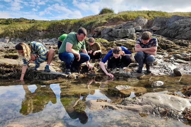 A chance to connect with the outdoors  - rock pool discovery time in Morecambe Bay
