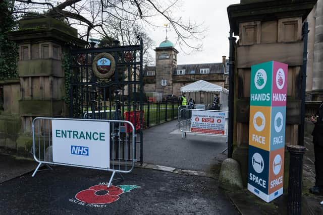 Lancaster Town Hall is being used as a Covid vaccination centre.