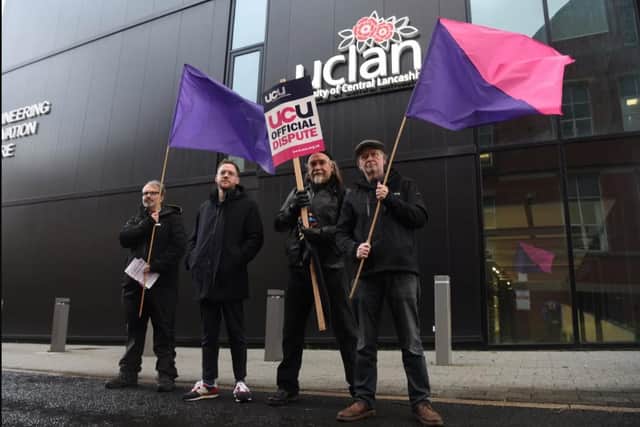 Standing firm: UCLan staff say their pay has dropped by 20 per cent in 12 years.