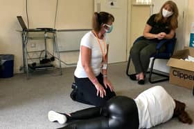 Right At Home carers Cath and Suzanne undergoing basic life support training