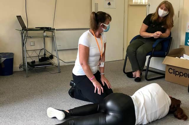 Right At Home carers Cath and Suzanne undergoing basic life support training