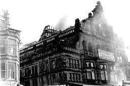 The Alhambra in Morecambe on fire (unknown date).