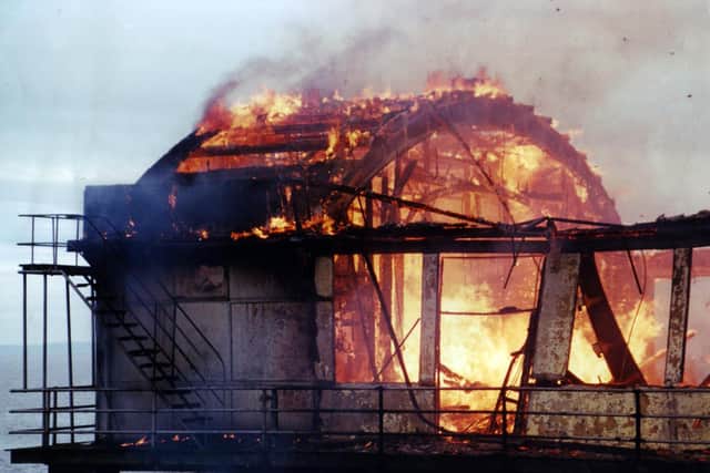 Fire on Morecambe Pier. Taken 1990's. From LEP archive.