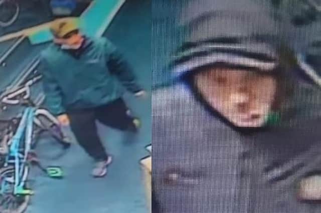 Police would like to speak to these men following a burglary at Bay Bikes in Marine Road Central (Credit: Lancashire Police)