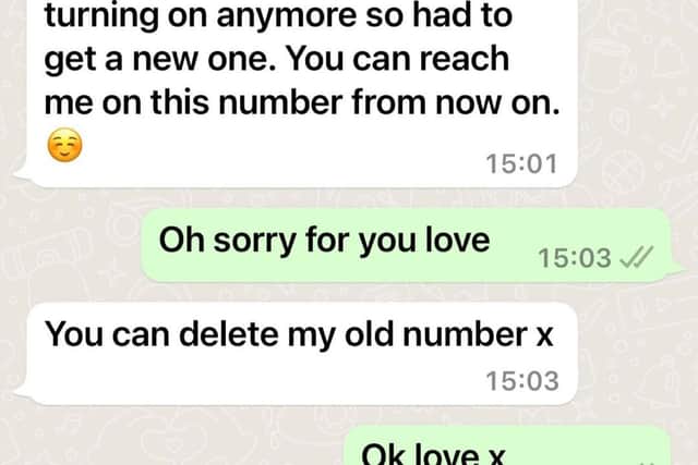 The WhatsApp conversation between the con artists and the victim