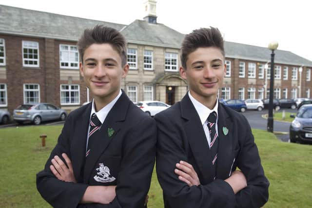 Jordan Darr, right, with his twin brother Ethan when they were both pupils at Balshaw High School