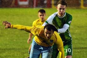 Action from Charnock's win at Northwich (green shorts). Photo:  Steven Taylor Photography
