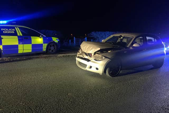 Motorway police pursued the driver after a BMW was spotted with serious damage to its front whilst travelling on the M55 between Preston and Blackpool at around 6.30pm