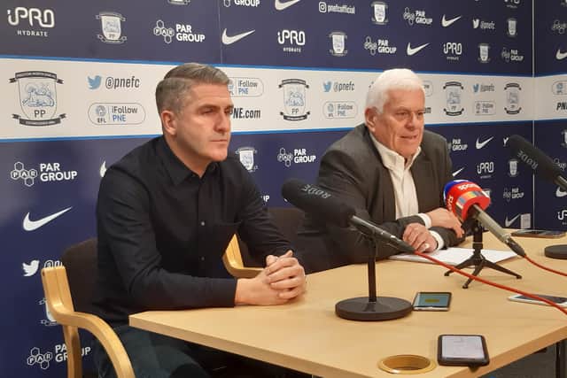 Preston North End manager Ryan Lowe and director Peter Ridsdale at Euxton