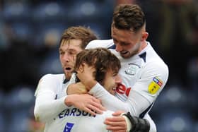 Ben Pearson gets a hug from Alan Browne after scoring