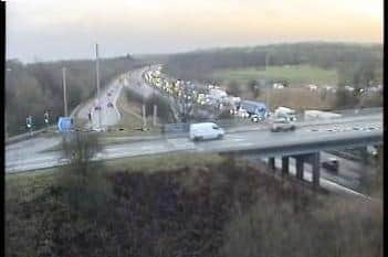 Approximately four miles of stationary traffic was reported on the M61 southbound following the crash (Credit: National Highways)