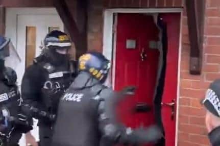 A firearm, knives, cannabis and suspected cocaine were seized after police executed a number of warrants in Preston (Credit: Lancashire Police)