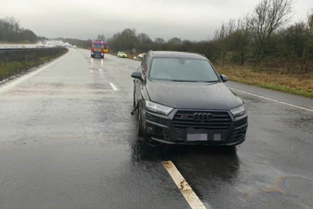 Police urged drivers to slow down during bad weather (Credit: Lancashire Police)
