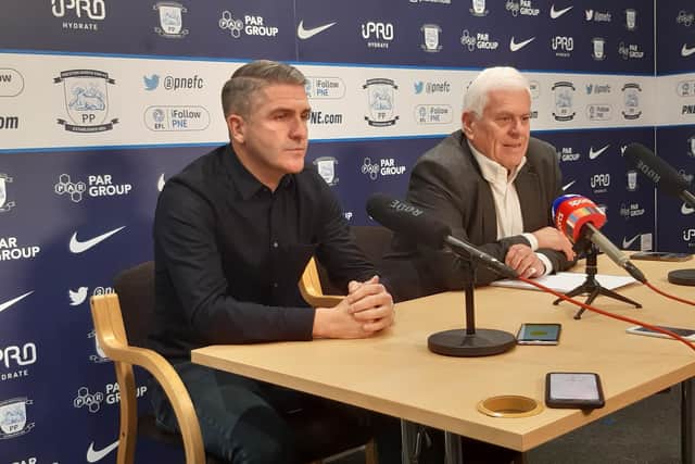 Ryan Lowe meets the Press, after being unveiled as PNE ‘s new manager, with Peter Ridsdale