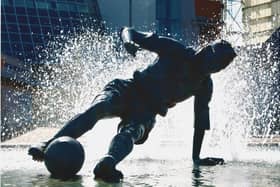 Tony's photo of the PNE Tom Finney statue 'The Splash', which will be given away in a prize draw, signed by its sculptor, Peter Hodgkinson.