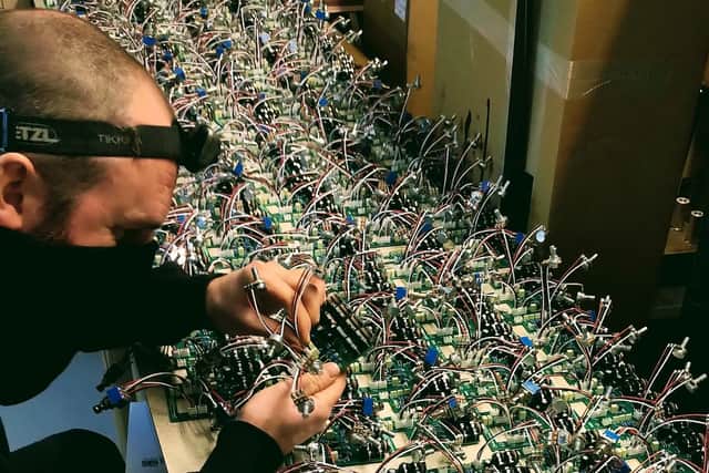 Richard constructing the Booooom/Blast pedals