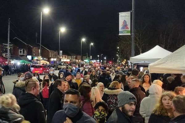 Crowds throng Liverpool Road during Penwortham's Christmas Markets yesterday evening (Wednesday, December 15). Pic credit: Stephen Murtagh