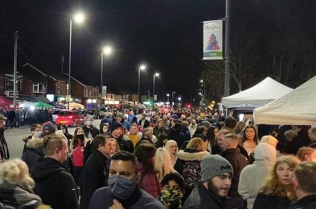 Crowds throng Liverpool Road during Penwortham's Christmas Markets yesterday evening (Wednesday, December 15). Pic credit: Stephen Murtagh