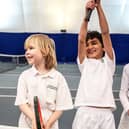 Stonyhurst School has won a major tennis award for the second year: Pre-Prep boys celebrate in Tennis Dome.