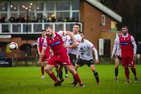 Sheldon Green finds no way through against Scarborough Athletic (photo: Ruth Hornby)