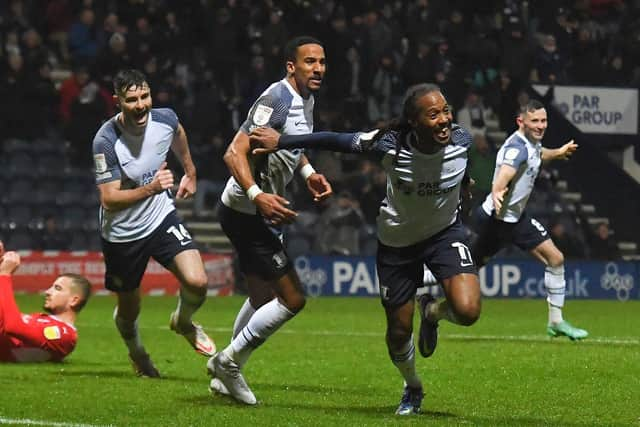 Daniel Johnson celebrates PNE's winner against Barnsley at Deepdale last week