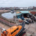 Kerrith Black's funeral service at St Annes RNLI boathouse. Picture: Gregg Wolstenholme.