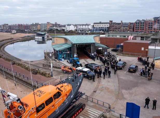 Kerrith Black's funeral service at St Annes RNLI boathouse. Picture: Gregg Wolstenholme.