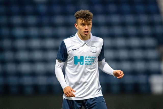 Jacob Holland-Wilkinson netted twice for PNE's Under-19s in their 4-1 win at Morecambe   Pic: Ian Robinson/PNEFC