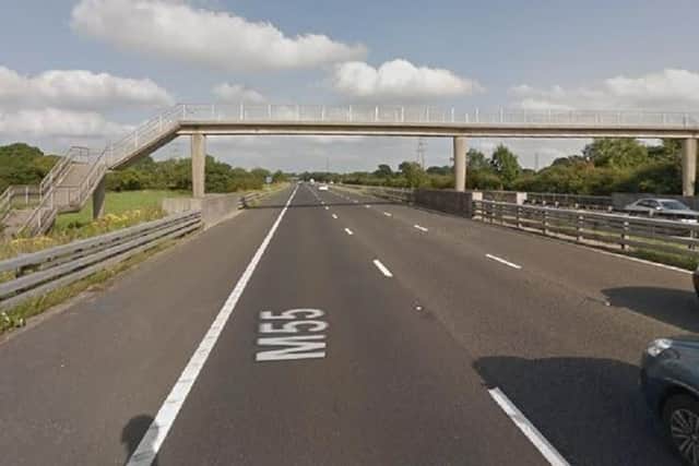 This footbridge just east of the new M55 junction 2 is being demolished in the New Year weekend motorway closure. Pic: Google