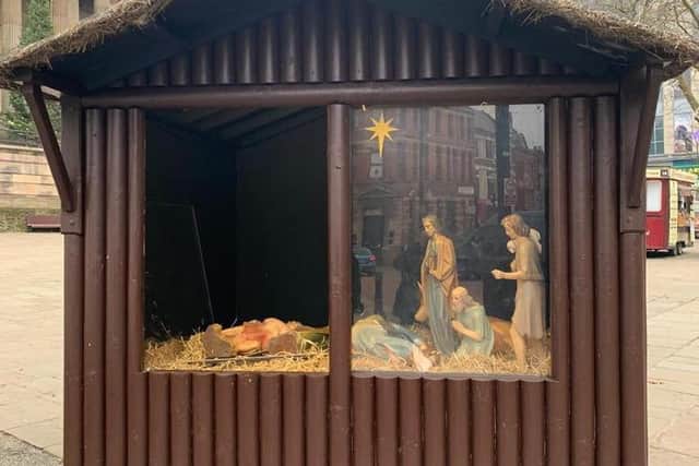 The wooden nativity cabinet graces Flag Market every year, with the original Italian-crafted statues still in use, but it has been vandalised sometime this morning (Tuesday, December 21)