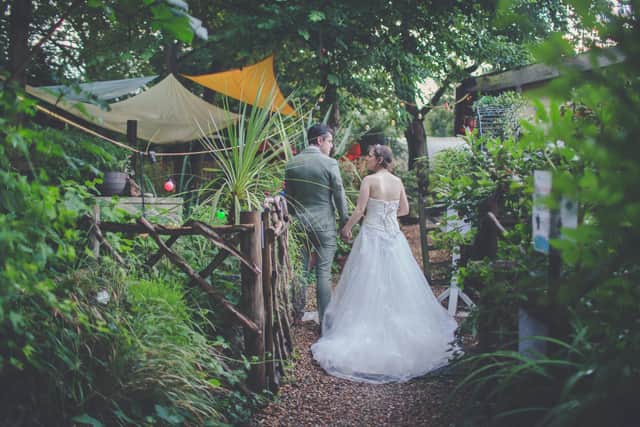 The back of the bespoke dress
