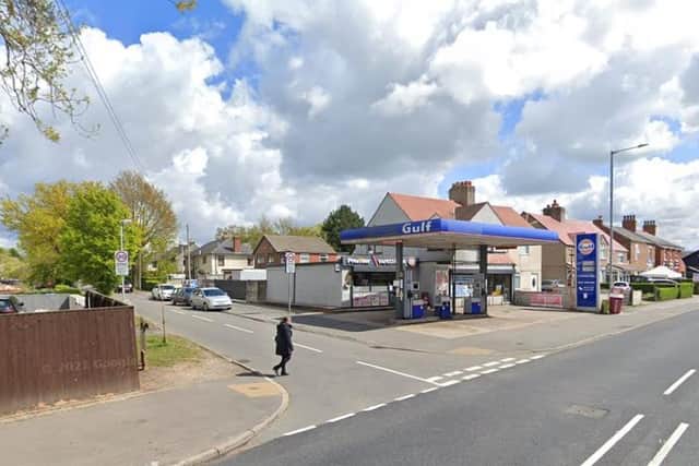 A pedestrian was struck by a Peugeot 207 as it turned into the Eccleston Green Filling Station (Credit: Google)