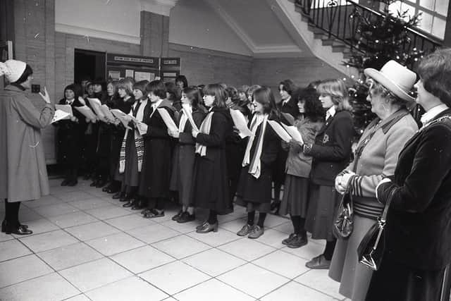Newman College Choir at the Town Hall entertaining Christmas shoppers in 1979
