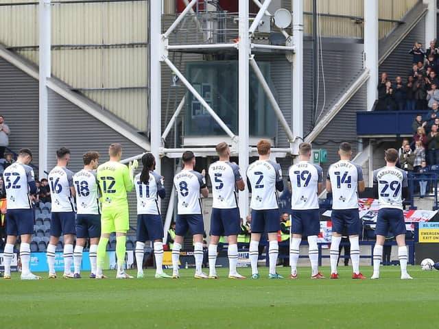 Preston North End's players before the game against Derby at Deepdale