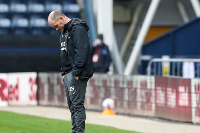 Alex Neil stands in the Deepdale technical area during his last game in charge of PNE in March