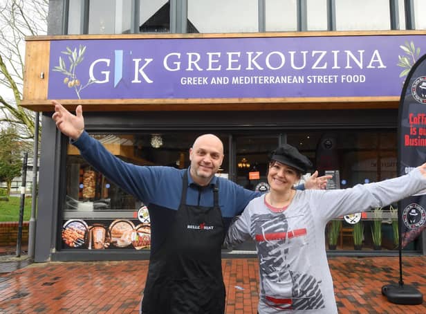 Christina Laporda and Bill Karastergios have opened Greekouzina on Friargate.