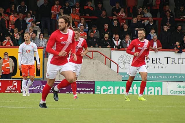 Cole Stockton scored twice for Morecambe