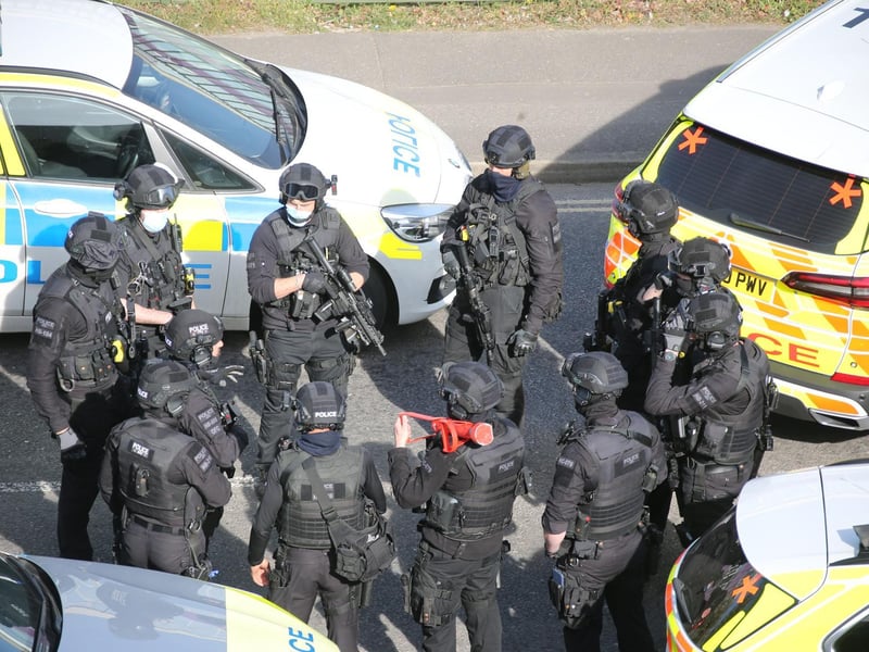 Armed officers at the scene