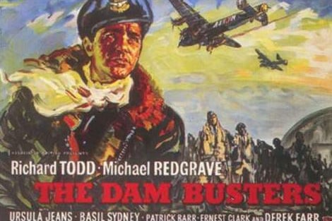 A poster for the 1955 Dambusters film, which was filmed at RAF Scampton.